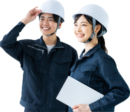 ヘルメットを被った男性と女性