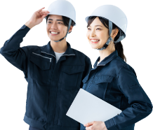 ヘルメットを被った男性と女性
